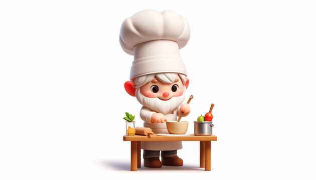 3D gnome character cooking
