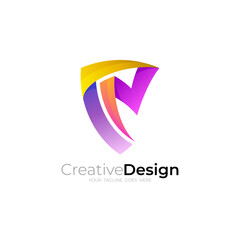 CN logo with shield design template, security design