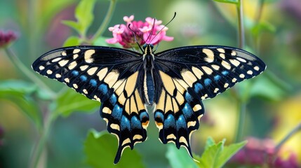 breathtaking emergence of a swallowtail butterfly, its wings unfolding to reveal vibrant colors