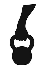 Abstract man's hand with kettlebell vector icon