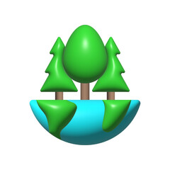 World forest vector 3D icon. World, forests, 3d, icon, trees, forest, growth, illustration, recycling on white background vector. World forest 3D icon