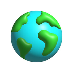 Earth 3d vector icon. Earth, 3d, world, globe, planet, icon, map, vector, cartoon, travel, illustration, day, global on white background vector. Earth vector 3D icon.