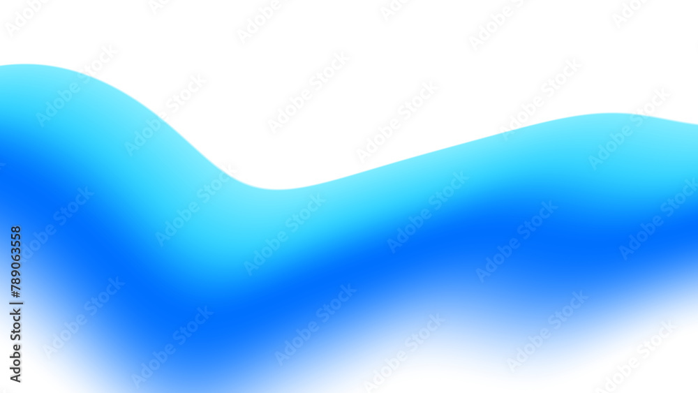 Poster Blurred transparent gradient background. Elegant blue wavy line on Transparent png overlay background