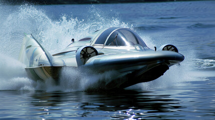 Hydrofoil watercraft speed transportation - obrazy, fototapety, plakaty