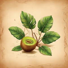 kiwi on parchment paper background