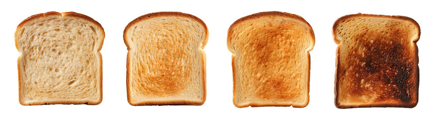 Set of slices toast bread isolated on transparent background. Generative AI