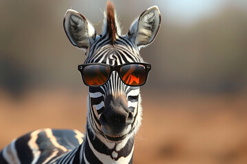 A zebra wearing sunglasses and smiling. a zebra with sunglasses