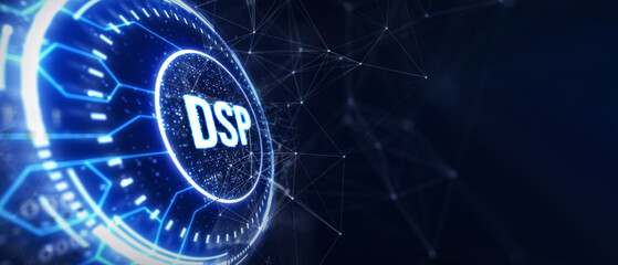 DSP - Demand Side Platform usiness, Technology, Internet and network concept. 3d illustration