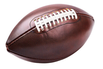 American college high school junior striped football isolated on white background diagonal in frame without shadow