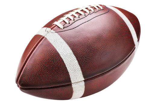 American college high school junior striped football isolated on white background diagonal in frame without shadow