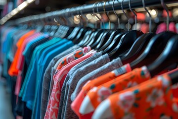 Fototapeta premium Colorful Shirts Displayed in Store. Generative AI