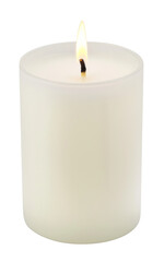 Obraz na płótnie Canvas white candle on white background, product shot, close shot, professional photography