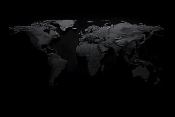 Black and White Map of the World. Generative AI