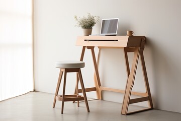 Ergonomic Stool and Standing Desk: Digital Detox Minimalist Space Ideas
