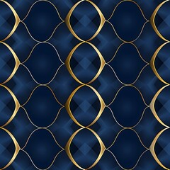 Abstract seamless luxury dark blue and gold geometric pattern background  - obrazy, fototapety, plakaty
