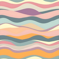 Abstract horizontal background with colorful waves. Trendy vector illustration in style retro 60s, 70s. Pastel colors - obrazy, fototapety, plakaty