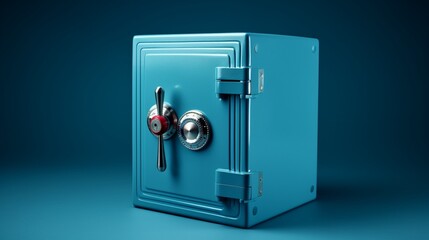 Safe box on blue background