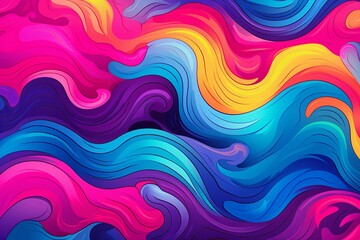 Colorful Swirls: Vibrant Psychedelic Wave Illustrations for Event Poster.