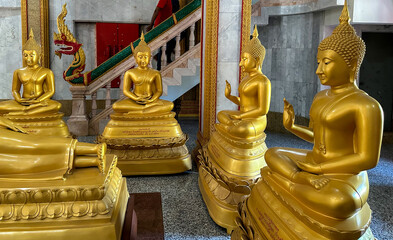 Buddhas inside the Wat Chalong temple, Phuket, Thailand