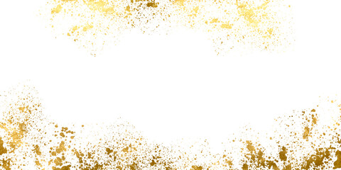 Stardust Gold Foil Frame. Gold brush stroke. Sparkling golden ring frame made on brush stroke isolated on transparent background. Stardust Gold Foil Frame design element.Gold sparkle ,splatter border.