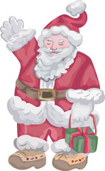 Santa cartoon illustration on transparent background.
