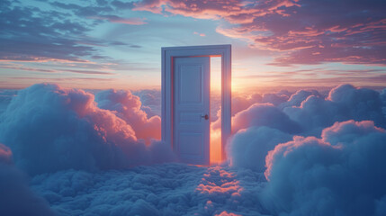 Doorway to Heaven in Clouds - obrazy, fototapety, plakaty