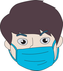 People wearing medical mask illustration on transparent background.
