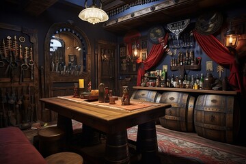 Fototapeta na wymiar Bullets & Bandanas: Wild West Saloon Home Bar Inspo