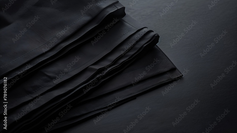 Poster black textile background folded black napkins on black background eco friendly mock up for display o