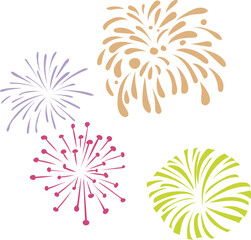 Fireworks illustration on transparent background.
