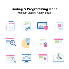 Coding and programming premium quality icons set, ready to use vectors