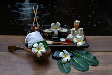Thai spa massage traditional compress for hot massage and spa relaxing treatment of office...