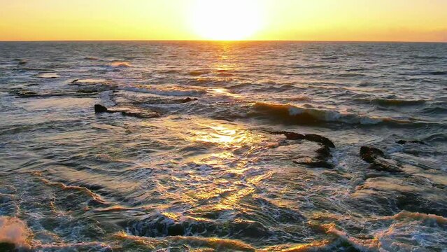 Beach Sunset Waves Golden Hour