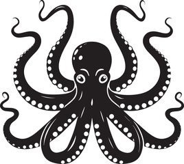 Octopus silhouette vector black on white background