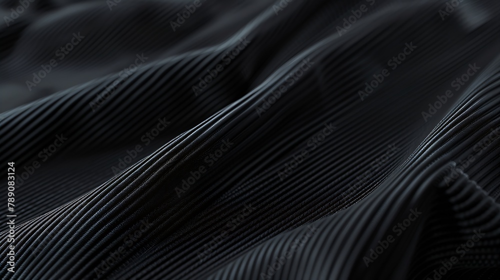 Aufkleber Soft black color ribbed fabric pattern close up as background : Generative AI