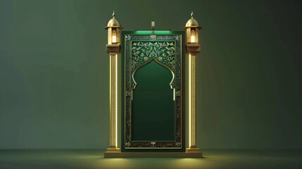 Ramadan Billboard With Green Background 3D Rendering