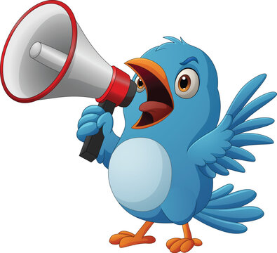 recommend clip art: Cute cartoon blue bird south with megaphone