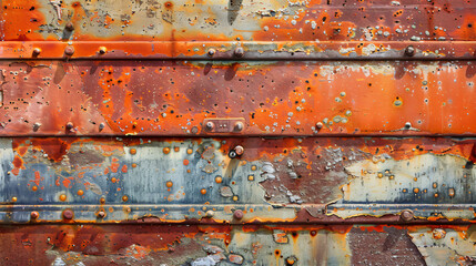 Rusty pitted metal colorful horizontal abstract background