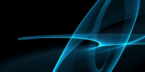 Abstract shiny color blue wave design element on dark background. Science design