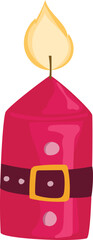 Christmas candle illustration on transparent background.
