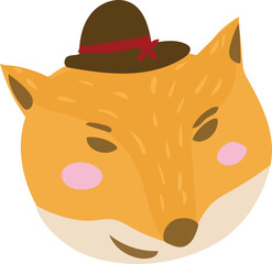 Christmas fox cartoon on a transparent background.
