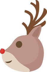 Christmas reindeer cartoon on a transparent background.
