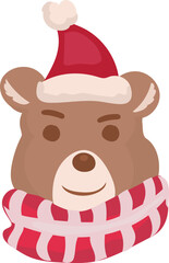 Christmas bear cartoon on a transparent background.
