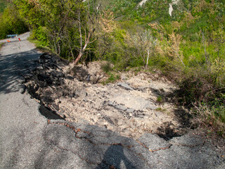 climate changes heavy rain with landslides on the roads landslides