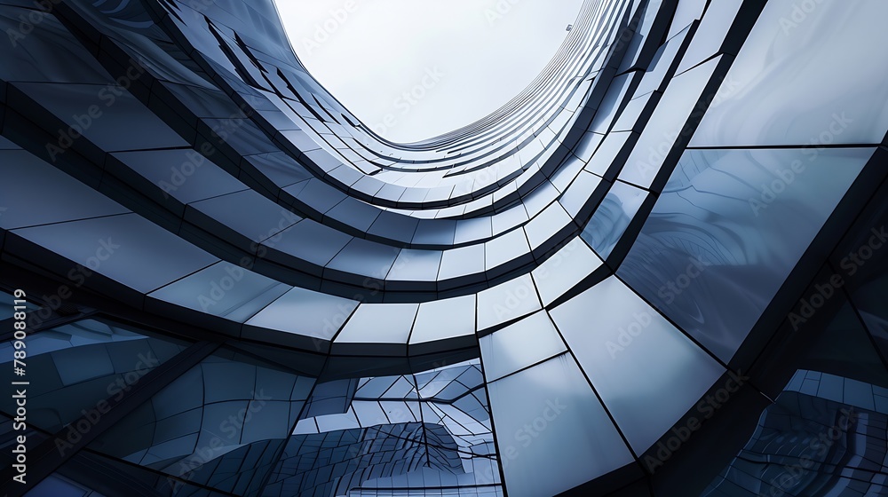 Poster low angle of a building wave close up : generative ai