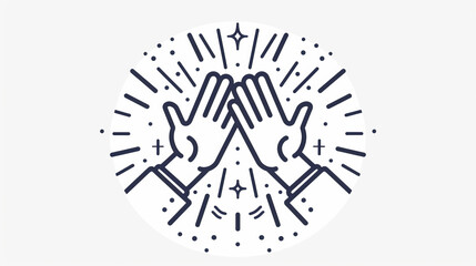High five pixel perfect linear icon. Success gesture. Productive teamwork metaphor. Collaboration. Thin line illustration. Contour symbol. Vector outline drawing. Editable stroke. Arial font used