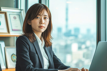 Portrait of a beautiful Asian business woman in the office