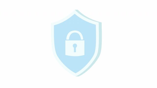 Animated shield with padlock. VPN or anti virus concept. cyber security icon with alpha channel
