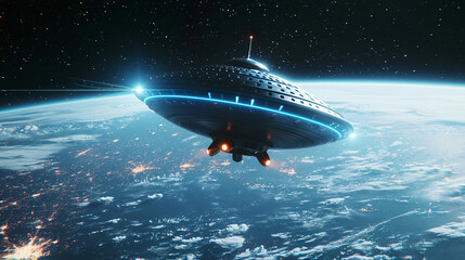 Super alien spaceship leaving the earth. This ship i
