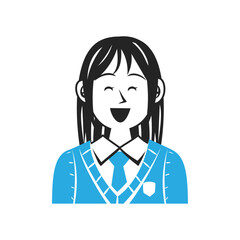 スクールセーターを着た笑顔の高校生の顔。シンプルなベクターイラスト。 Face of a smiling  high school student wearing a school sweater. Simple vector illustration.